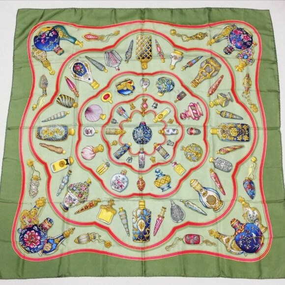 Vintage HERMES Carré 90 Scarf - Qu'importe Le Flacon Perfume Bottle Silk Scarf - Picture 1 of 10